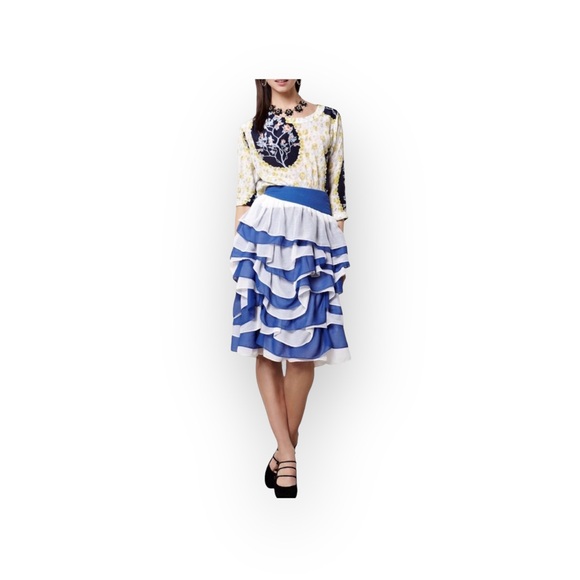 HTF: Anthropologie x Chris Benz Capsule Collab ❃ Carmen Tiered Skirt ❃ Cobalt ❃ - Picture 1 of 16